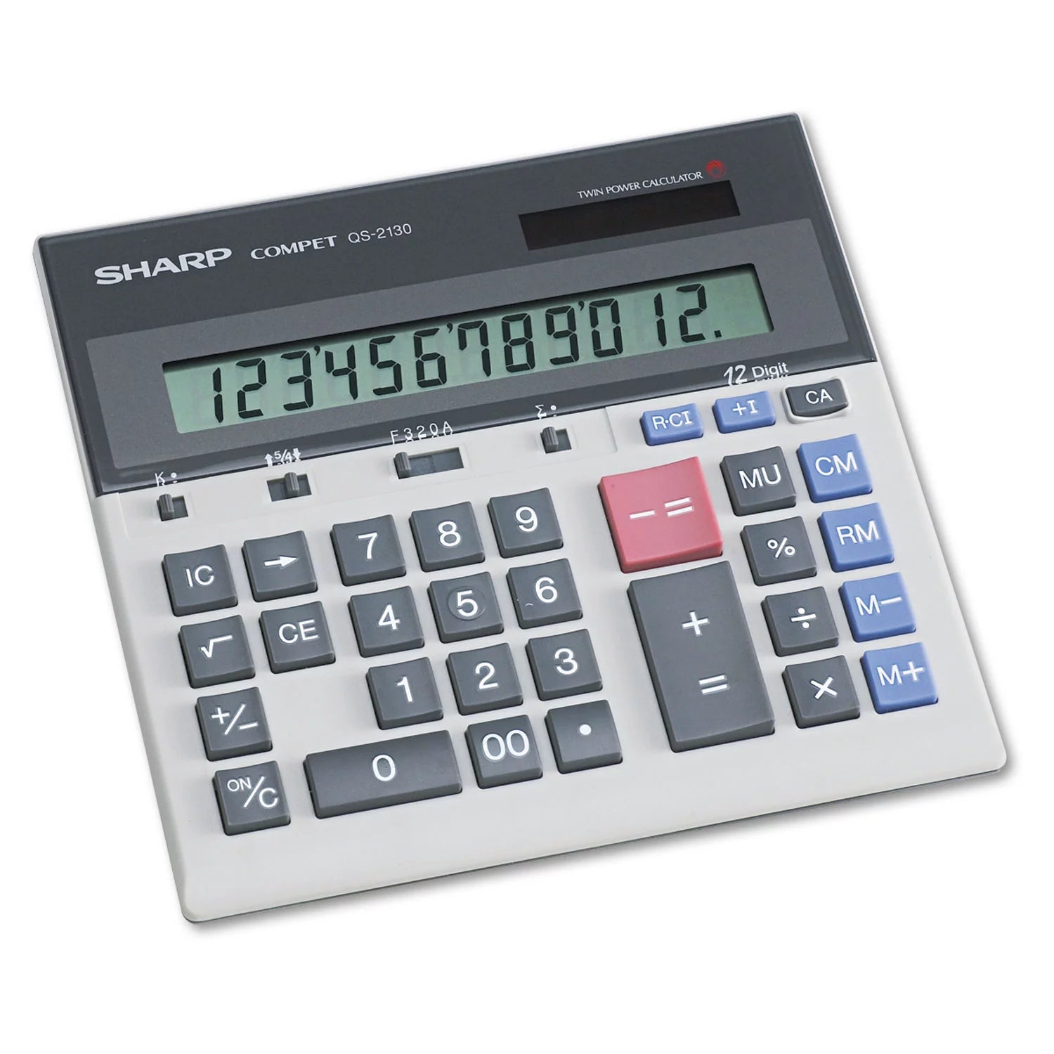 Sharp QS-2130 - 12 Digit Commercial Desktop Calculator with Kickstand