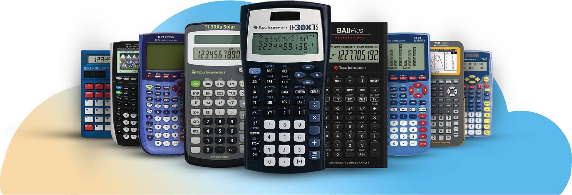 Collection of Texas Instruments calculators